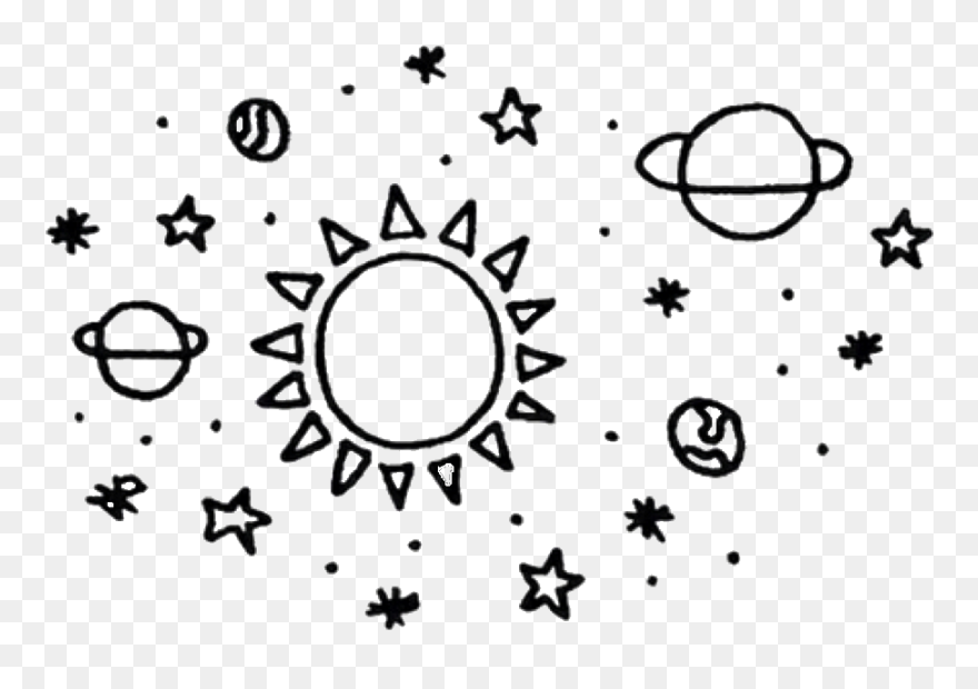 Transparent Space Clipart Black And White - Easy To Draw Space - Png Download