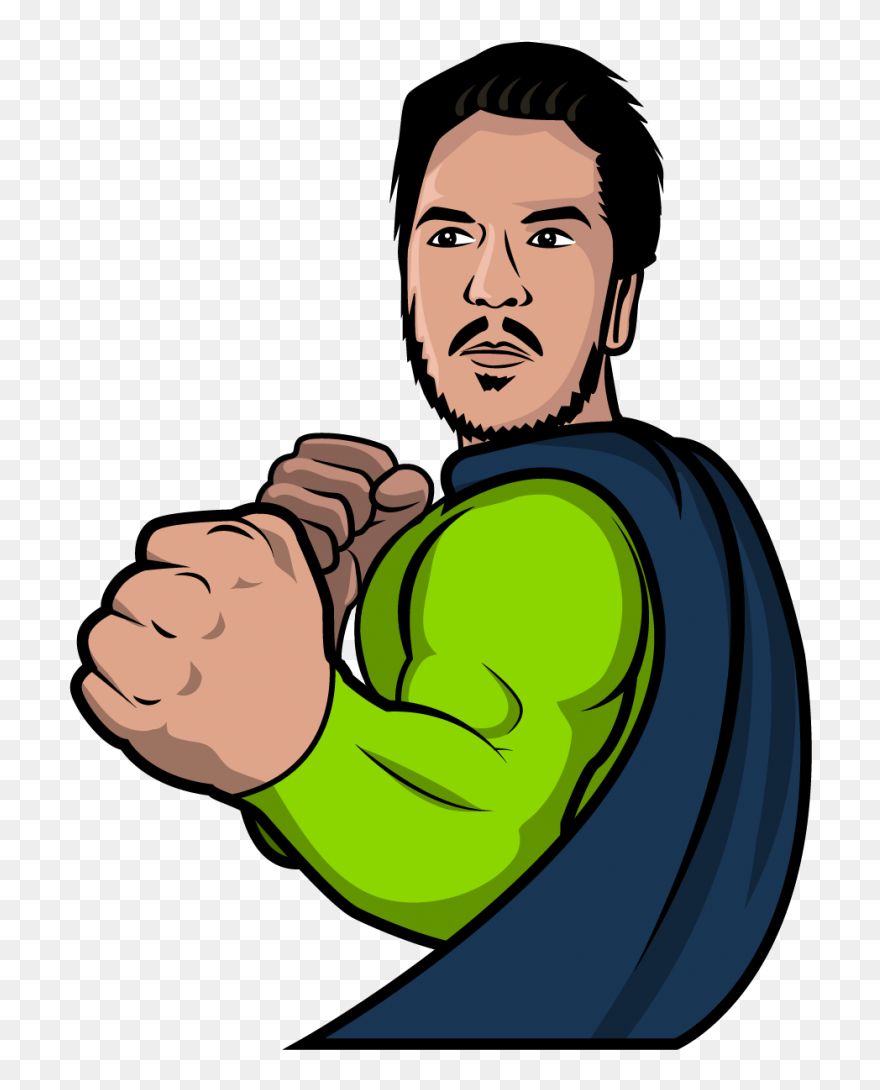 An Aggressive Looking Man Has His Fists Ready - Illustration Clipart