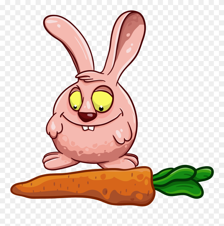 Funny Bunny And A Carrot - Carrot Clipart