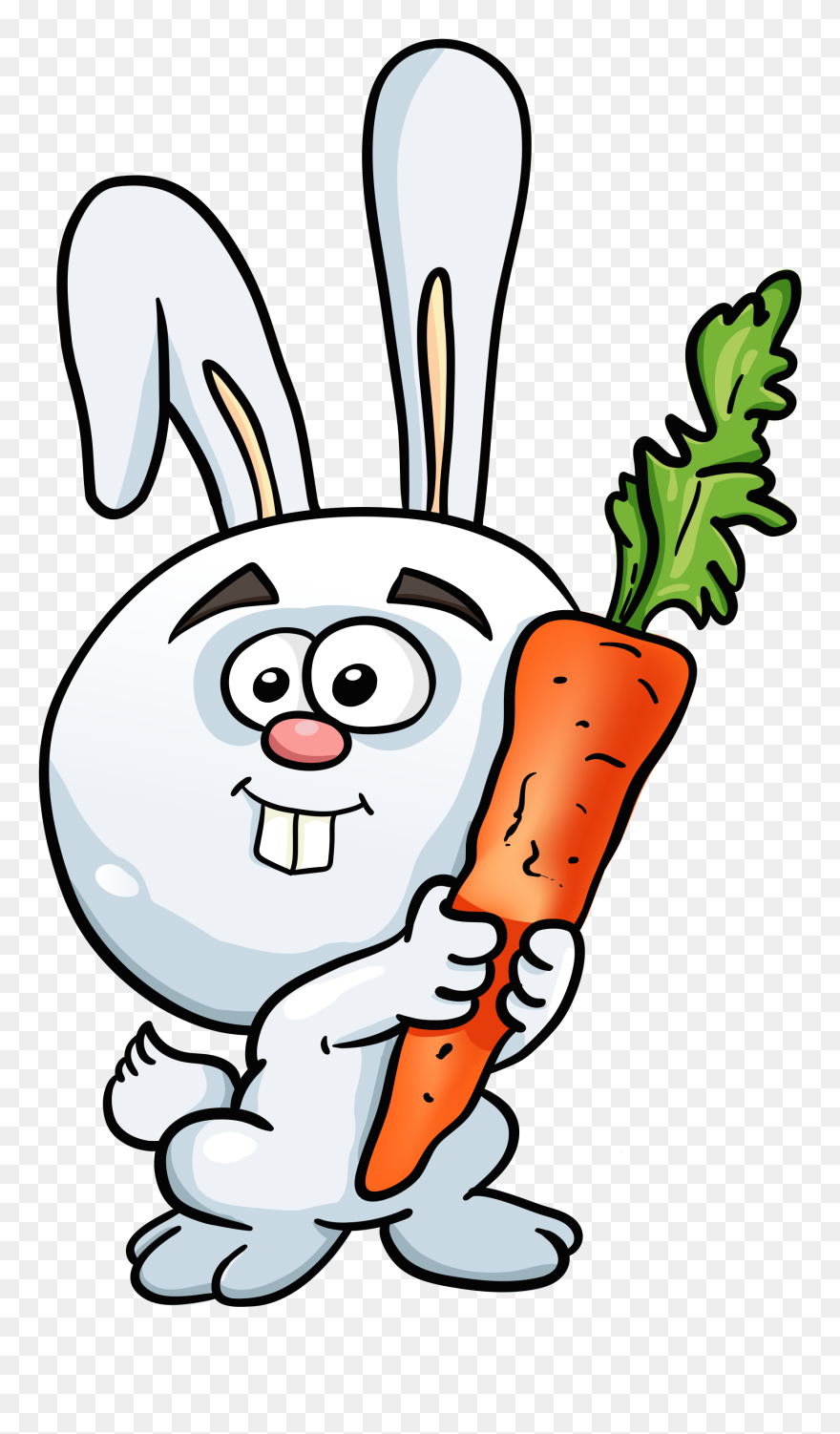 Cute Animated Rabbit With A Carrot - Кролик И Морковка Png Clipart