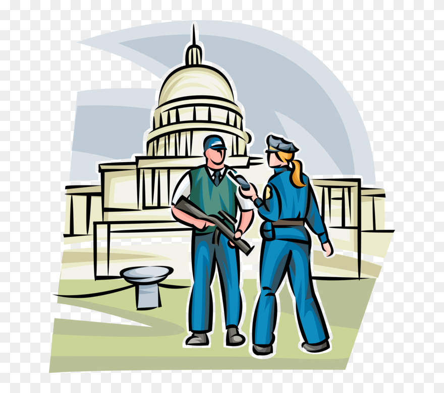 Vector Illustration Of Heavily Armed Homeland Security - Vector Graphics Clipart