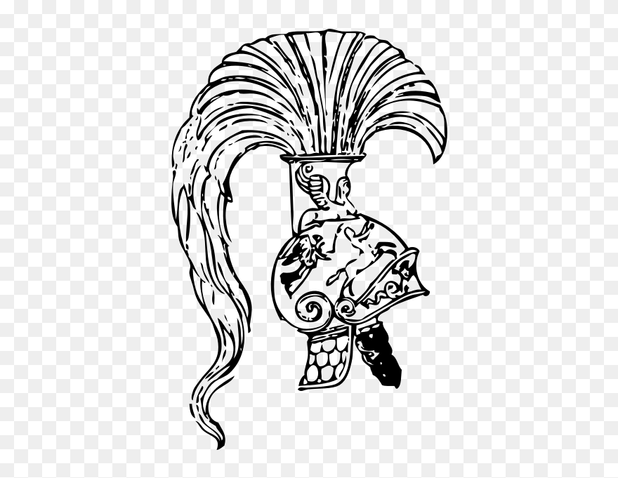 Roman Helmet Vector Image - Ancient Helmet Line Drawing Clipart