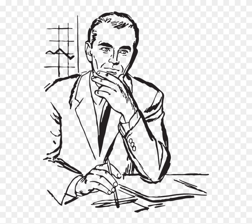 Man At Desk Drawing Clipart