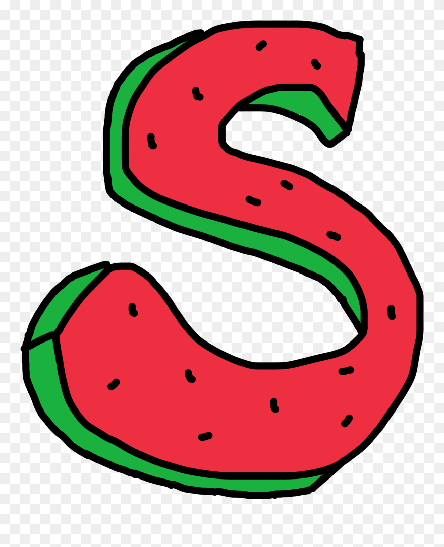#interesting #s #watermelon #letter #alphabet #freetoedit - S Letter Clipart Watermelon - Png Download