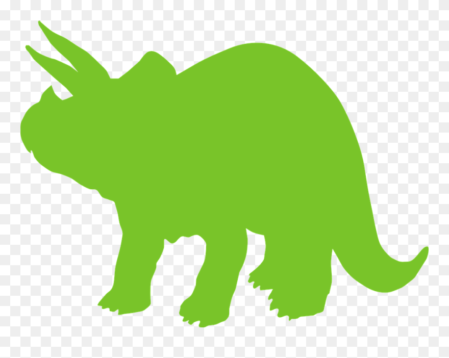 Triceratops Tyrannosaurus Silhouette Dinosaur Clip - Green Triceratops Silhouette Free - Png Download