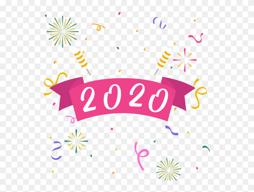 Transparent New Year 2020 Text Line Font For Happy - New Year Clipart 2020 - Png Download