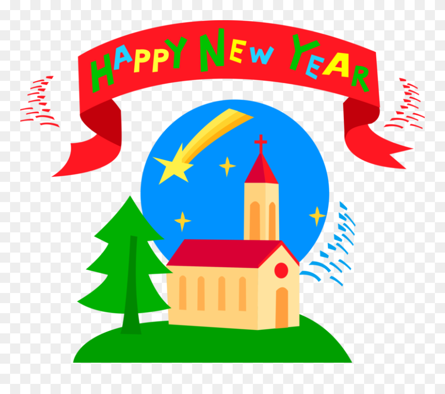 Vector Illustration Of Happy New Year Banner With Christian - Happy New Year Clipart