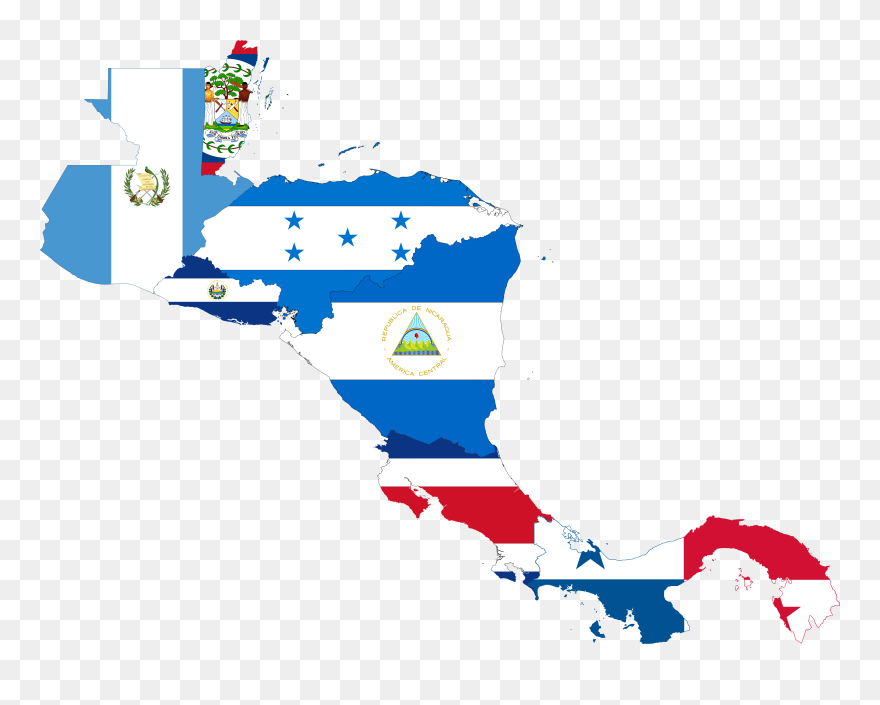 Map Of Central America With Flags Clipart