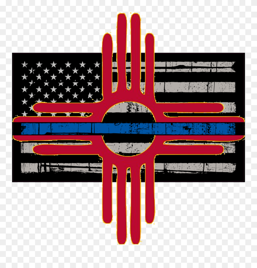 New Mexico Backing The Blue - Distressed Thin Blue Line Flag Clipart