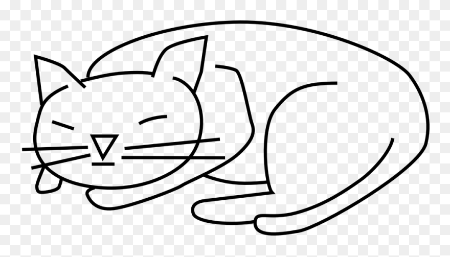 Cute Cat Face Drawing 26, Buy Clip Art - Sleeping Cat Black And White Clipart - Png Download