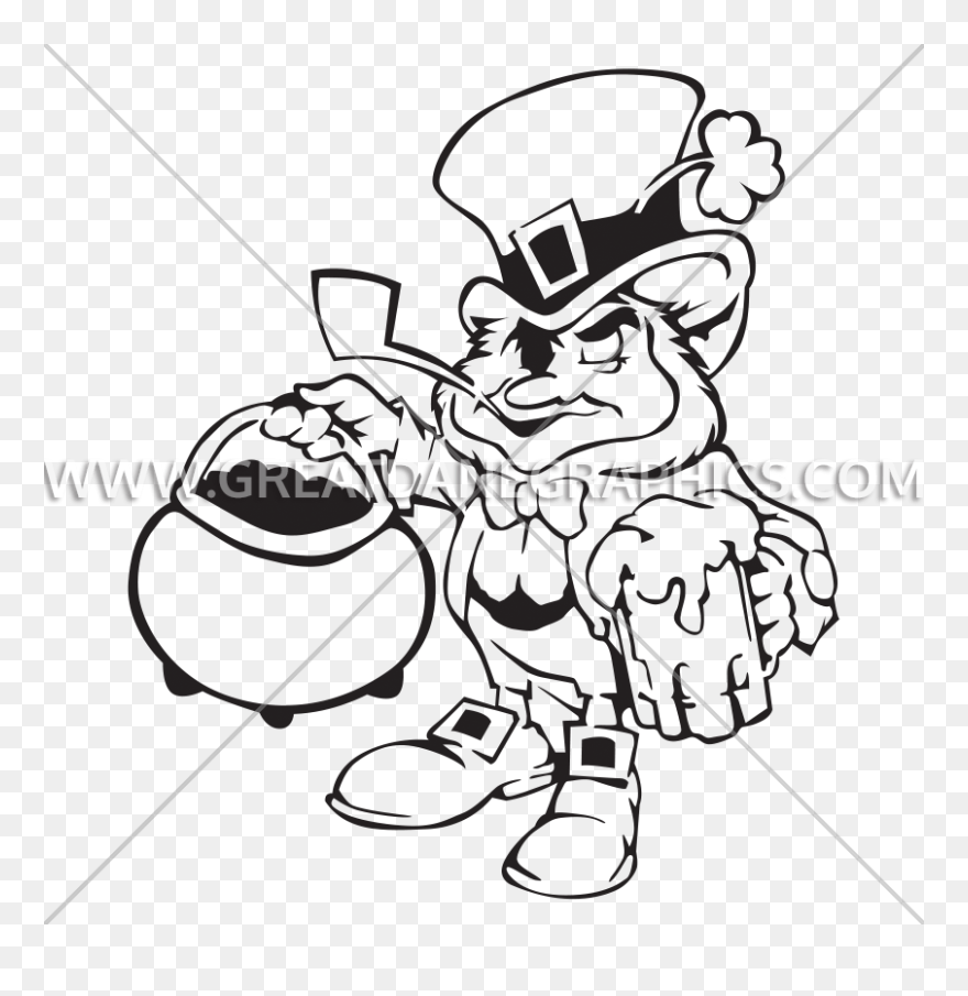 Leprechaun Pot Of Production - Leprechaun With Pot Of Gold Drawing Clipart