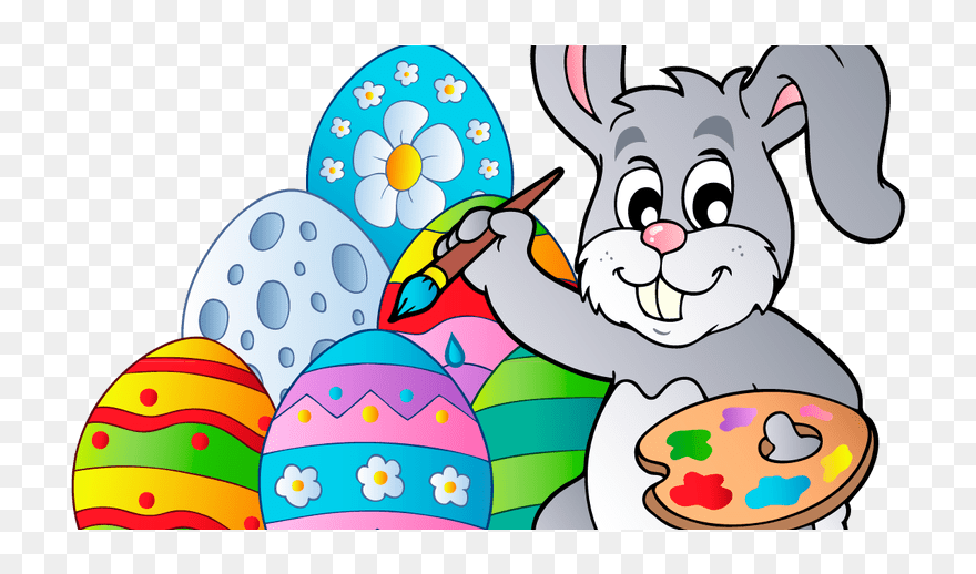Transparent Clipart Of Breakfast - Cartoon Easter Bunny With Eggs - Png Download