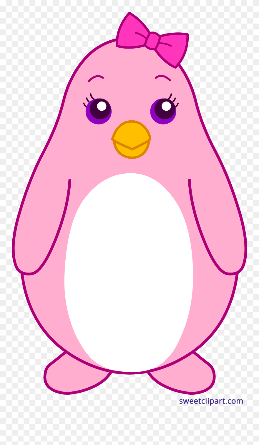 Penguin Bow Pink Clipart - Penguin To Colour Kids - Png Download