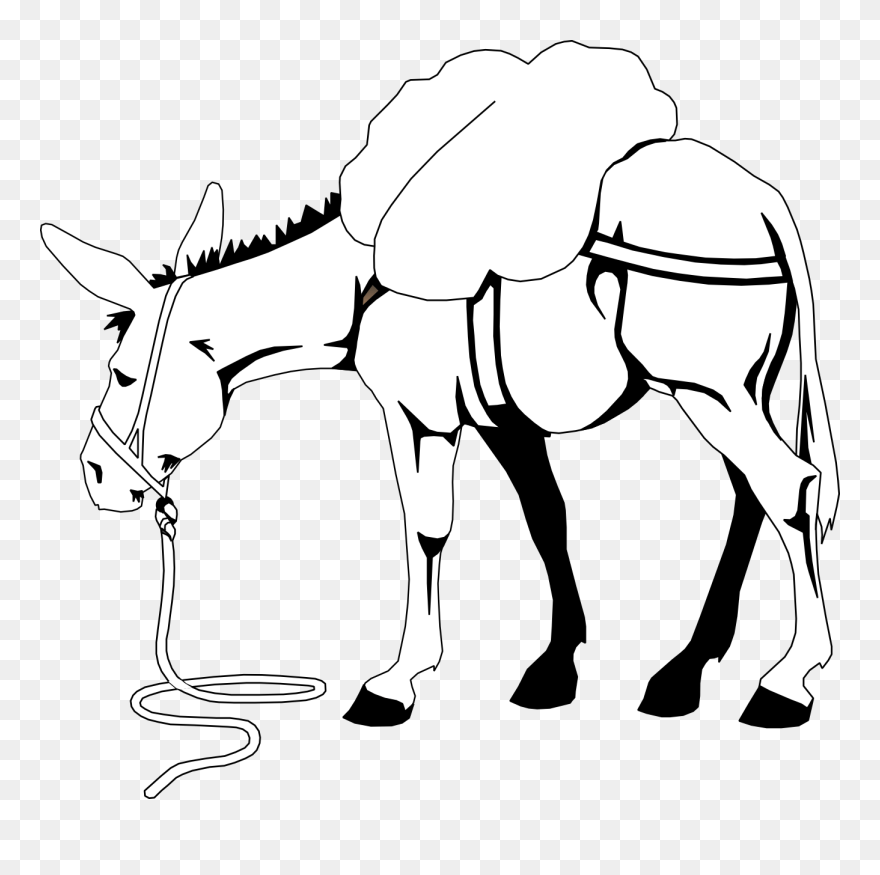 Donkey Clipart Black And White - Png Download