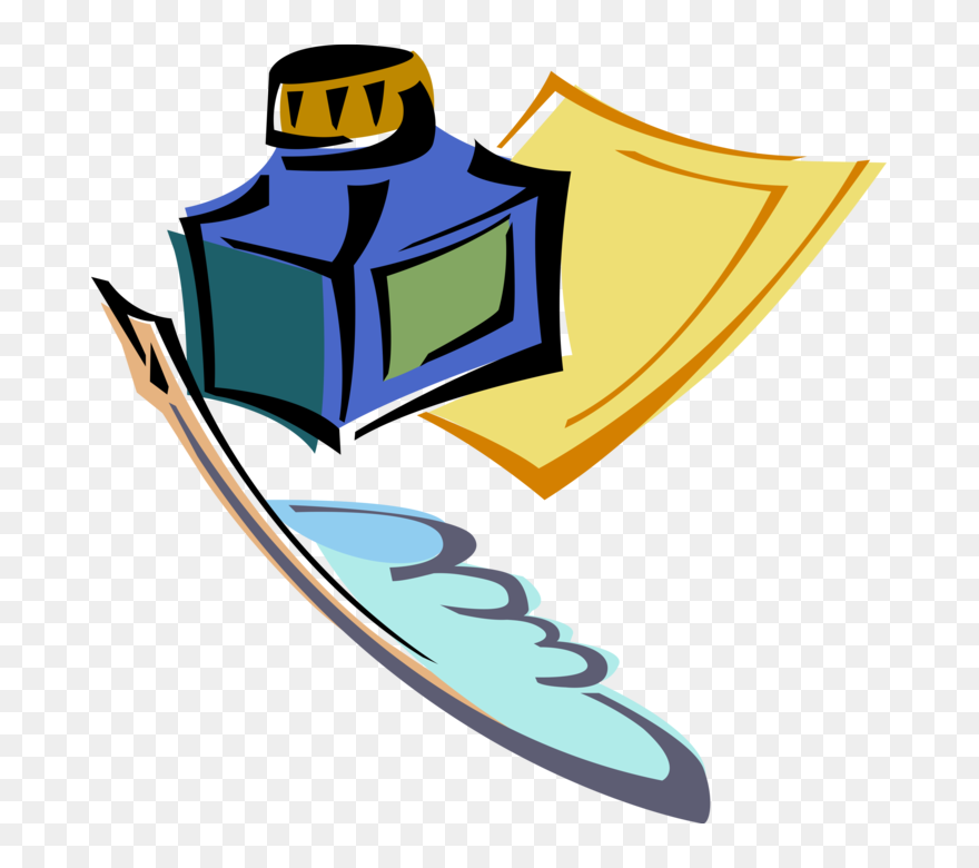 Vector Illustration Of Ink With Feather Quill Pen And - Hear Speak Read ...