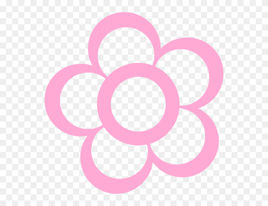 Pink Flower Outline Clipart - Png Download