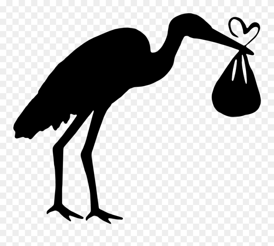 Stork Clipart Black And White - Png Download