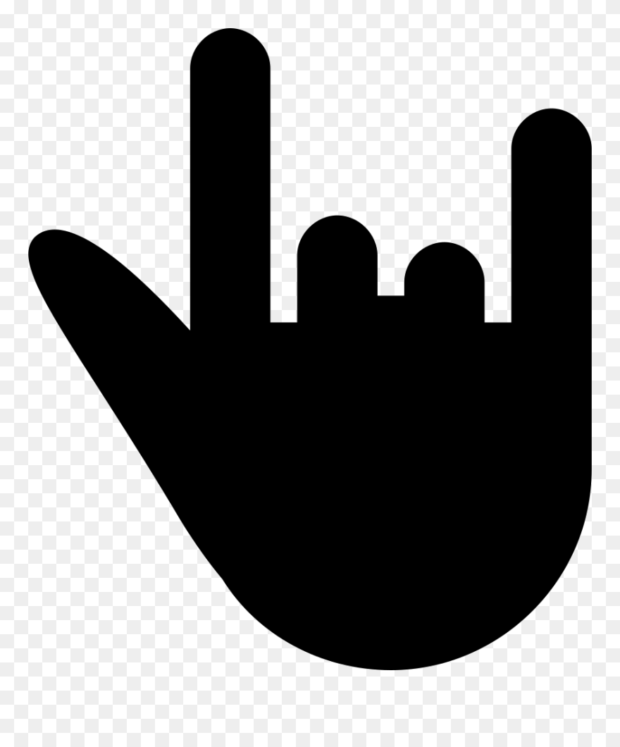 Note Clipart Rock And Roll - Rock Hand Sign Silhoete - Png Download