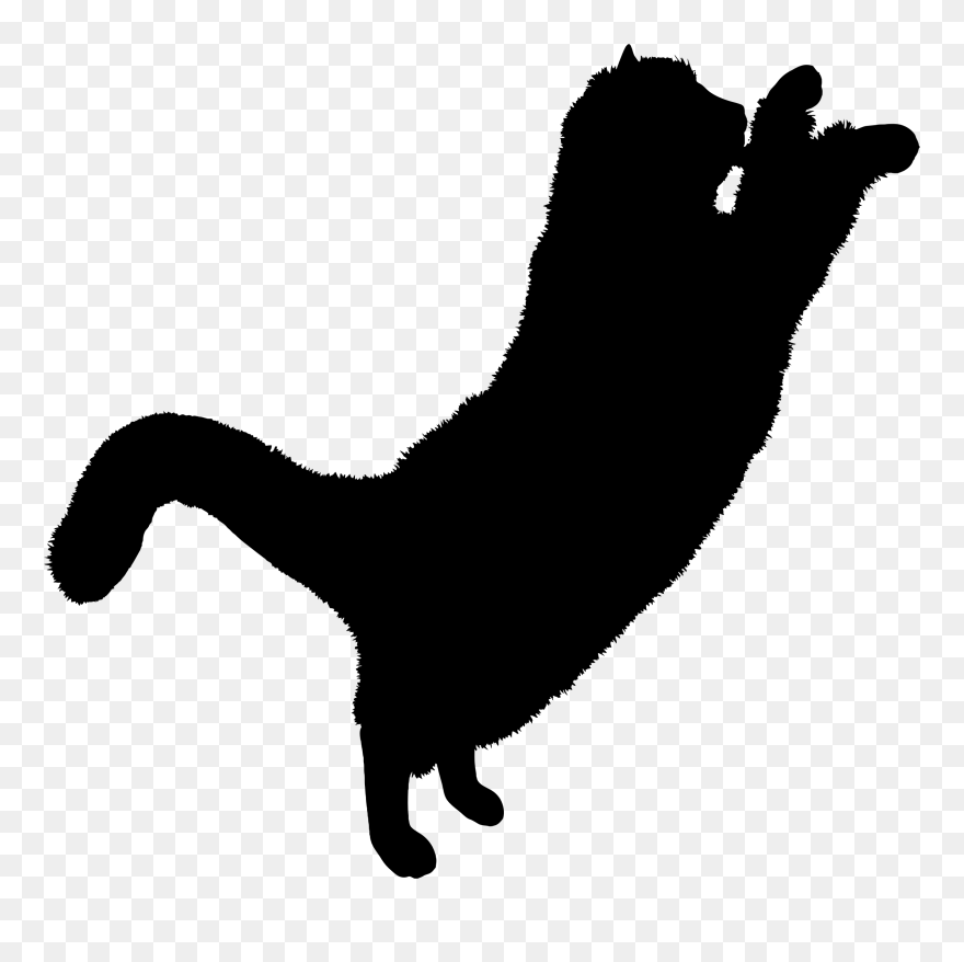 Kitten Persian Cat Black Cat Silhouette Clip Art - Fluffy Cat Silhouette - Png Download