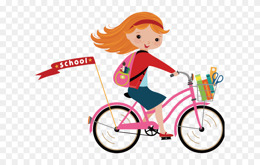 Girl Ride A Bike Clipart - Png Download