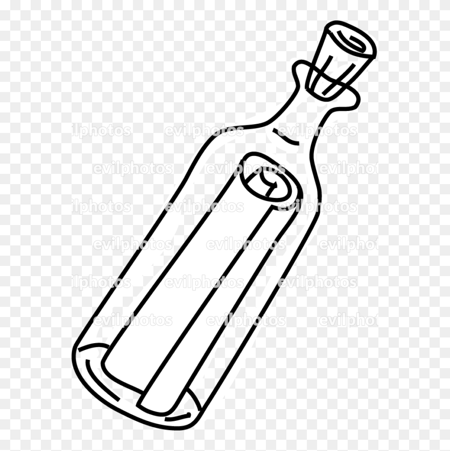 Message In A Bottle Drawing Vector And Stock Photo - Message In A Bottle Outline Clipart