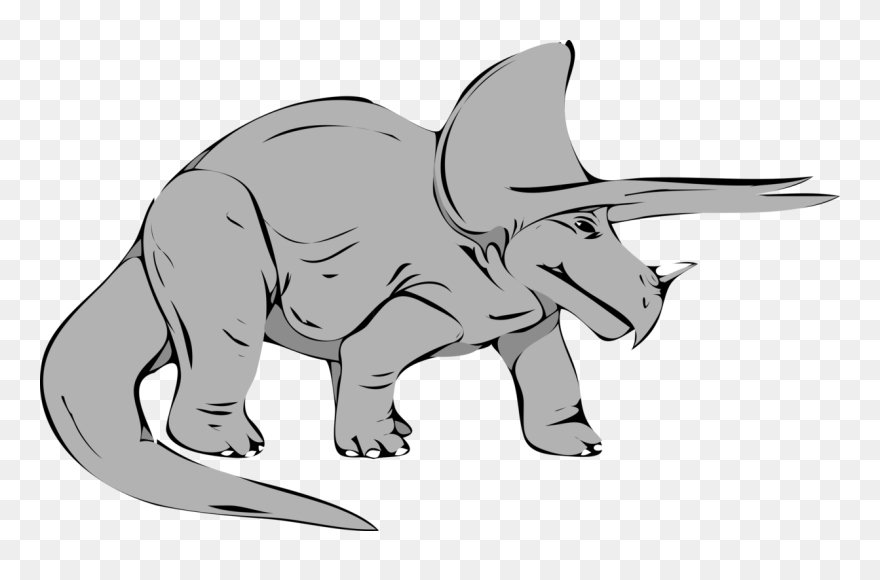 Monochrome - T Rex Triceratops Clipart Dinosaurs - Png Download