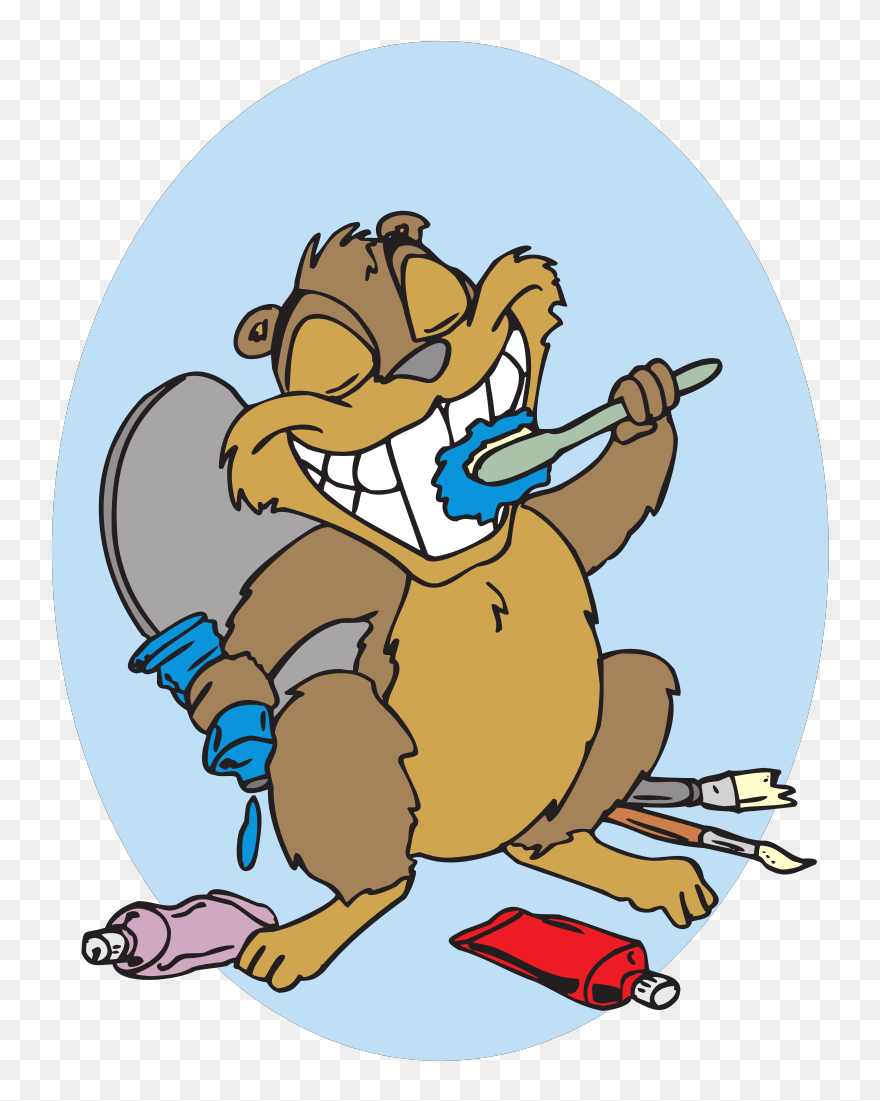 Brushing Teeth Funny Cartoon Clipart