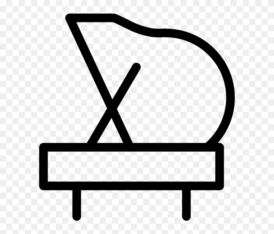 Drawing Of Grand Piano With Lid Up - Piano Clipart