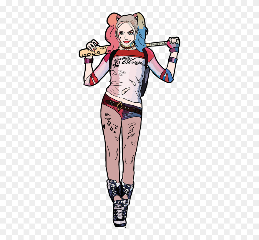 Thumb Image - Harley Quinn With Baseball Bat Drawing Clipart