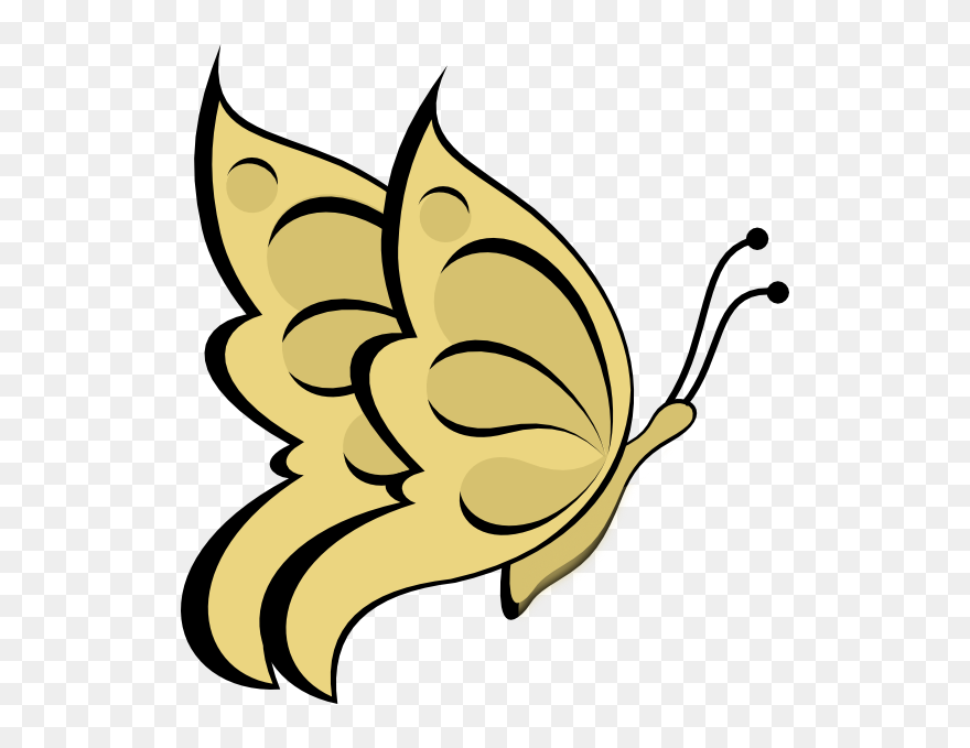 Golden Butterfly Clipart - Black And White Clipart Butterfly - Png Download