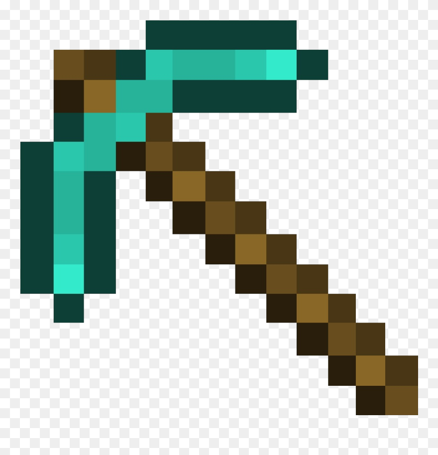 Transparent Minecraft Diamond Pickaxe Clipart