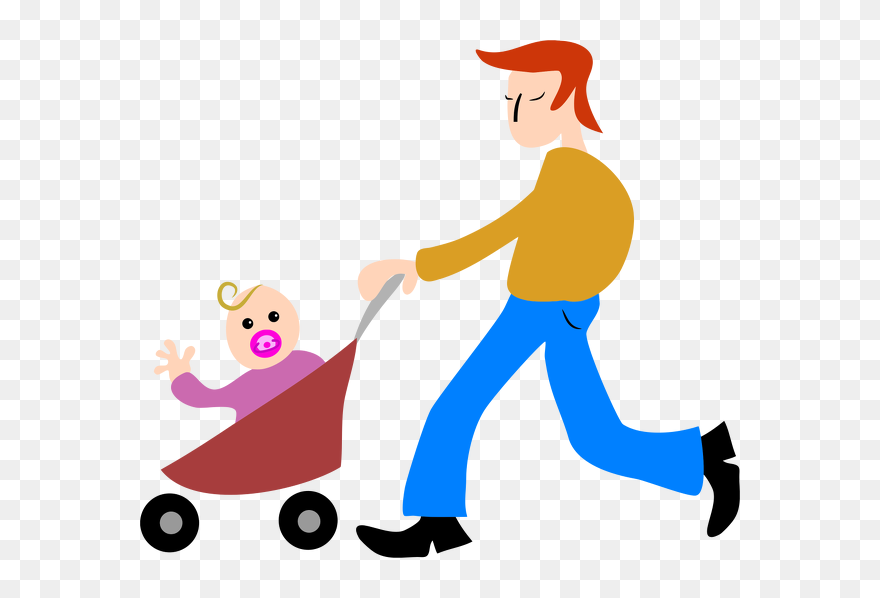 Father And Son Stroller - Baby And Dad Png Clipart
