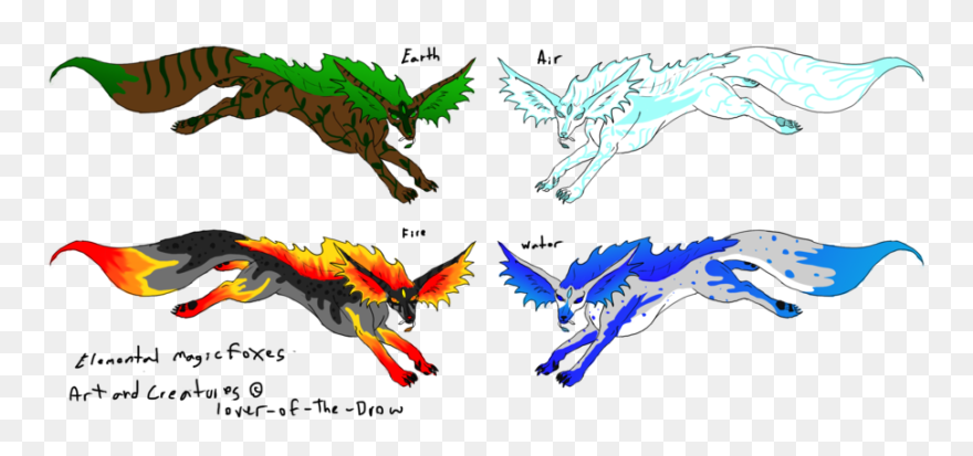 Elemental Clipart Fox - Elemental Magic Animal Drawing - Png Download