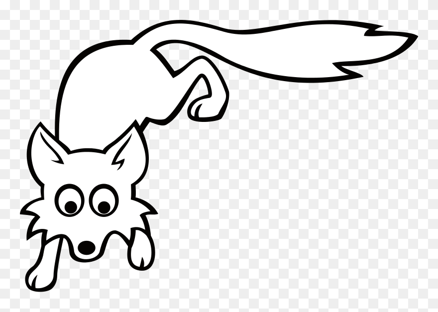 Fox Clip Art Black White - Png Download