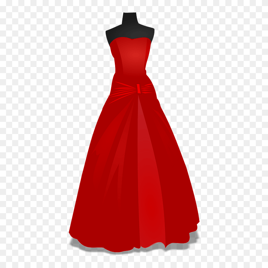 Wedding Dress Clipart - Red Long Dress Png Clipart Transparent Png