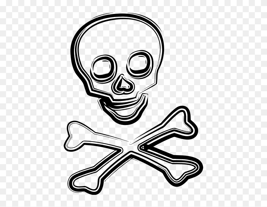 Sketched Skull And Crossbones - Clip Art - Png Download