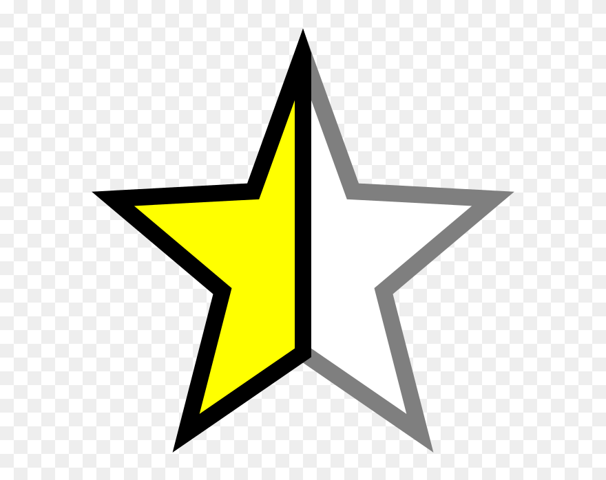 Half Star Yellow - White Transparent Background Star Clipart