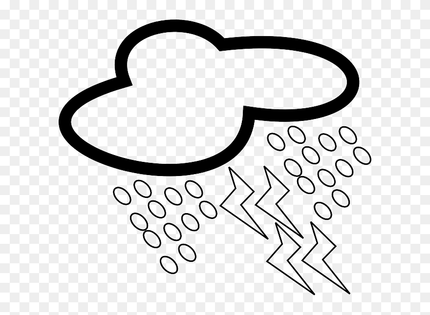 Icon, Cloud, Outline, Symbol, Lightning, Weather, Rain - Hail Clip Art - Png Download