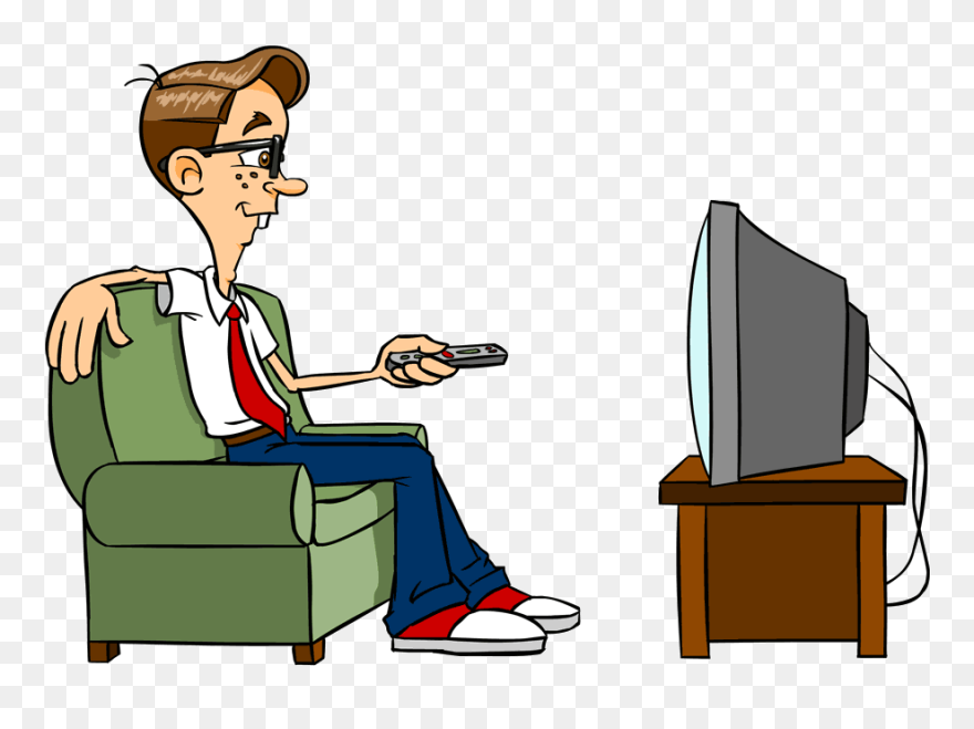Nerd Watching Tv Cartoon Clipart