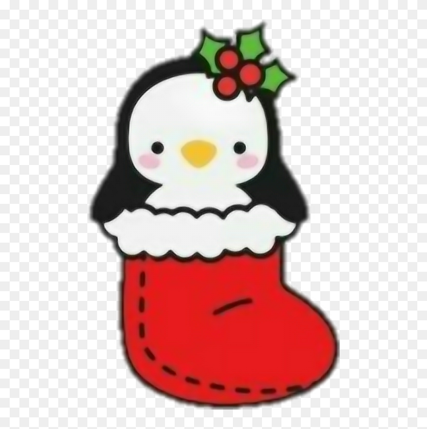 #penguin #stocking #holly #mistletoe #christmas Clipart