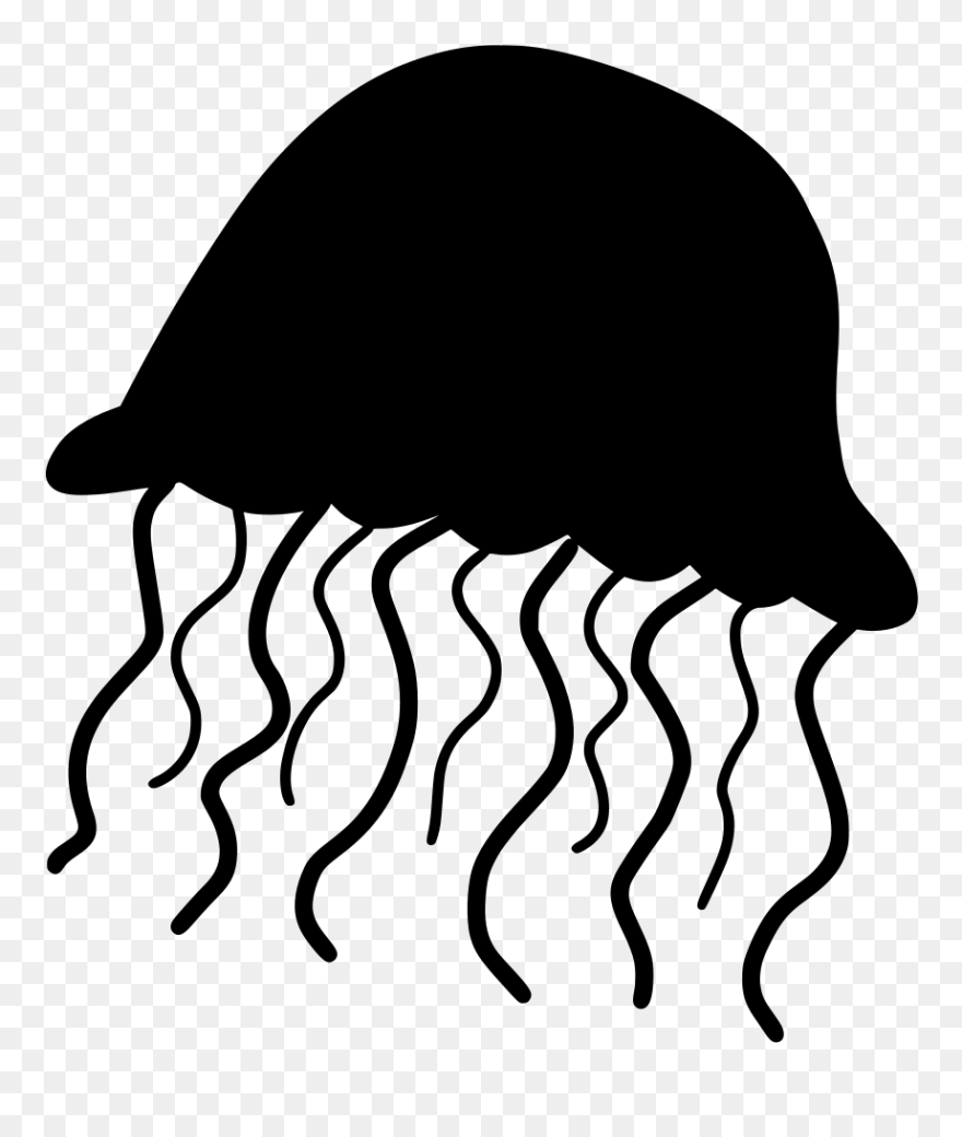 Jellyfish Cartoon Black Clipart