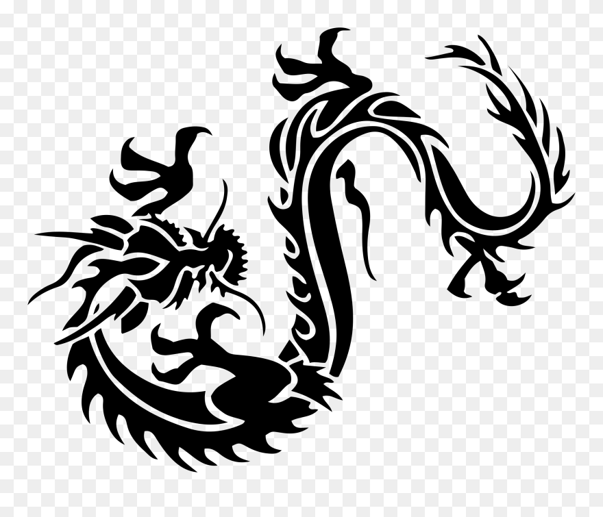 Dragon Tattoo Clip Art - Transparent Chinese Dragon Silhouette Png