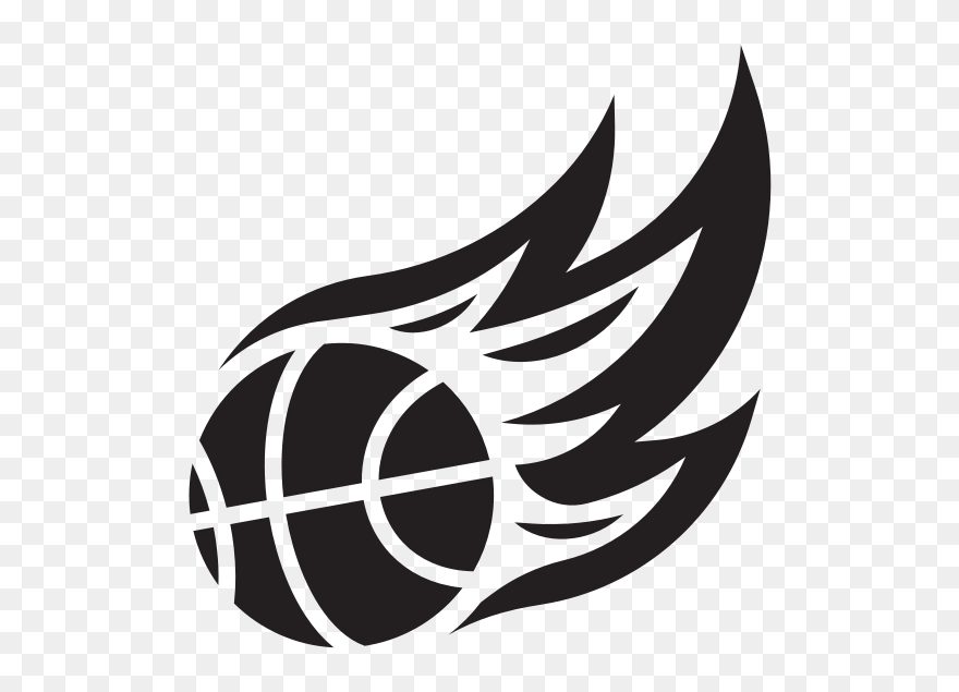 Basketball Logo With Flame Trail - Emblem Clipart