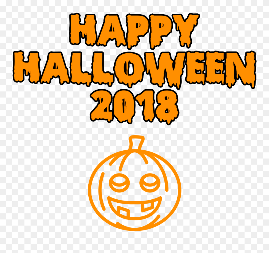 Happy Halloween 2018 Smiling Pumpkin Bloody Font Clip - Png Download