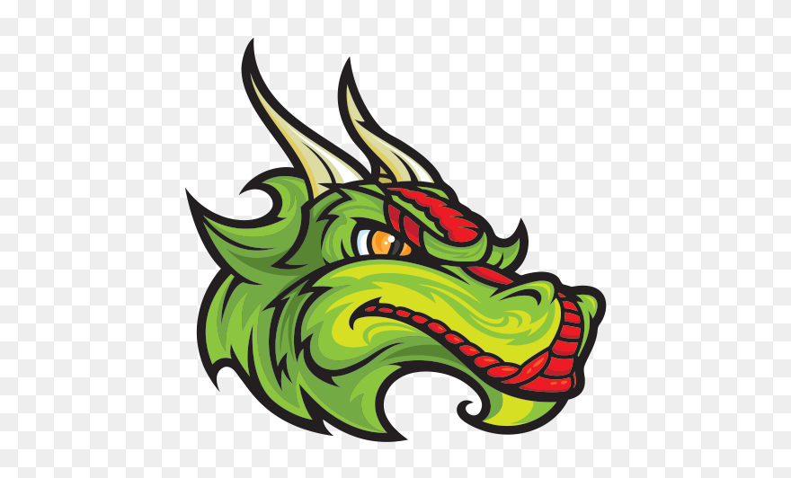 Dragon Mascot Head - Pixel Art Dragons Clipart