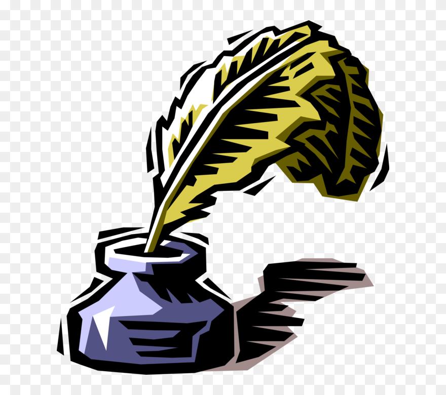 Vector Illustration Of Quill Pen Flight Feather Writing - Poet Clipart - Png Download