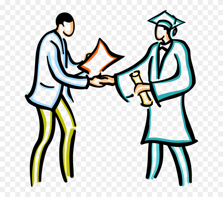 Vector Illustration Of Graduate Student Receives Graduating - Academic Achievement Clipart