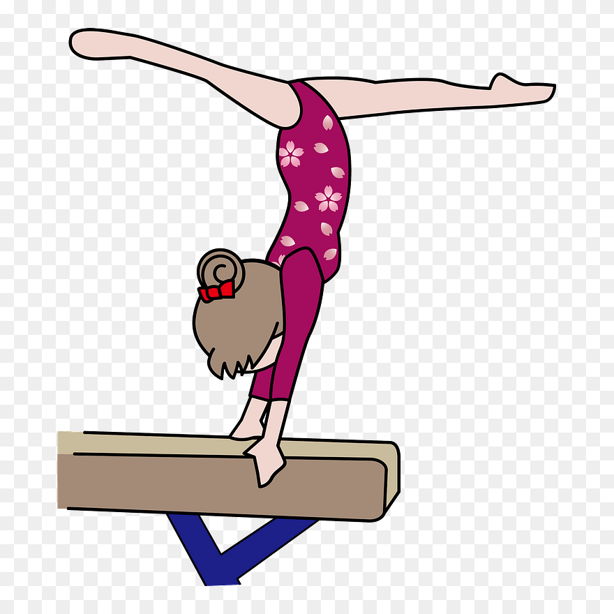 Balance Beam Gymnastics Clipart - 体操 選手 イラスト 女の子 - Png Download