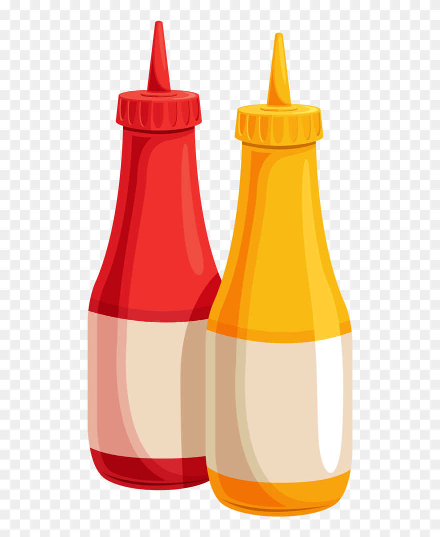 Transparent Water Bottle Glass Bottle Condiment Clipart - Ketchup And Mustard Clipart - Png Download