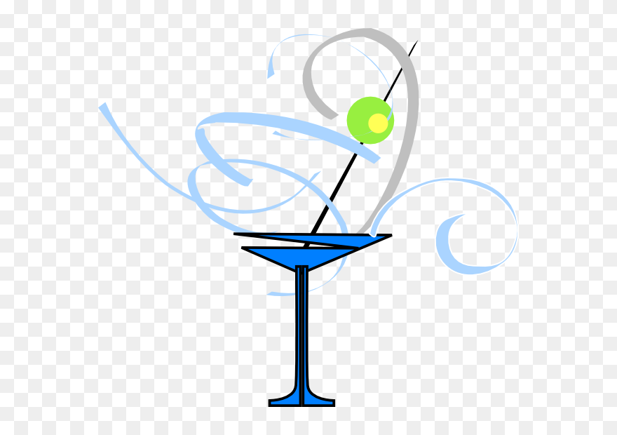 Transparent Water Water Martini Glass Line Clipart - Blue Cocktail Glass Png